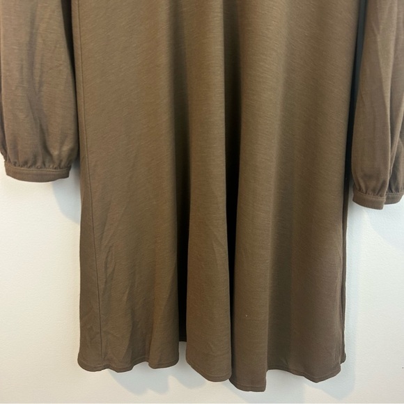 Theory Wool Blend Long Sleeve Brown Surplice Neckline A-line Dress Size Large - Picture 10 of 11